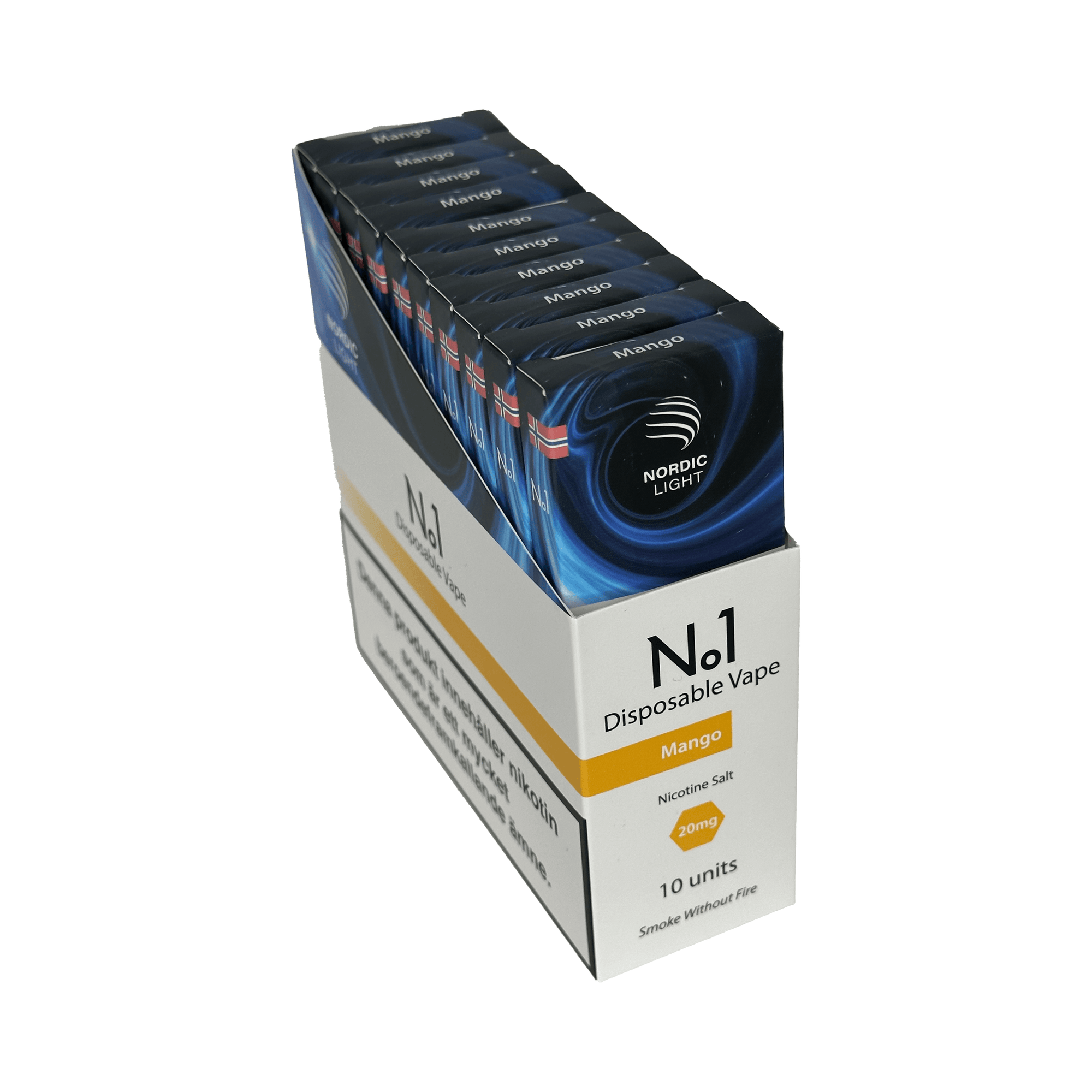 10-Pakk med No1 Mango engangs vape / e-sigarett