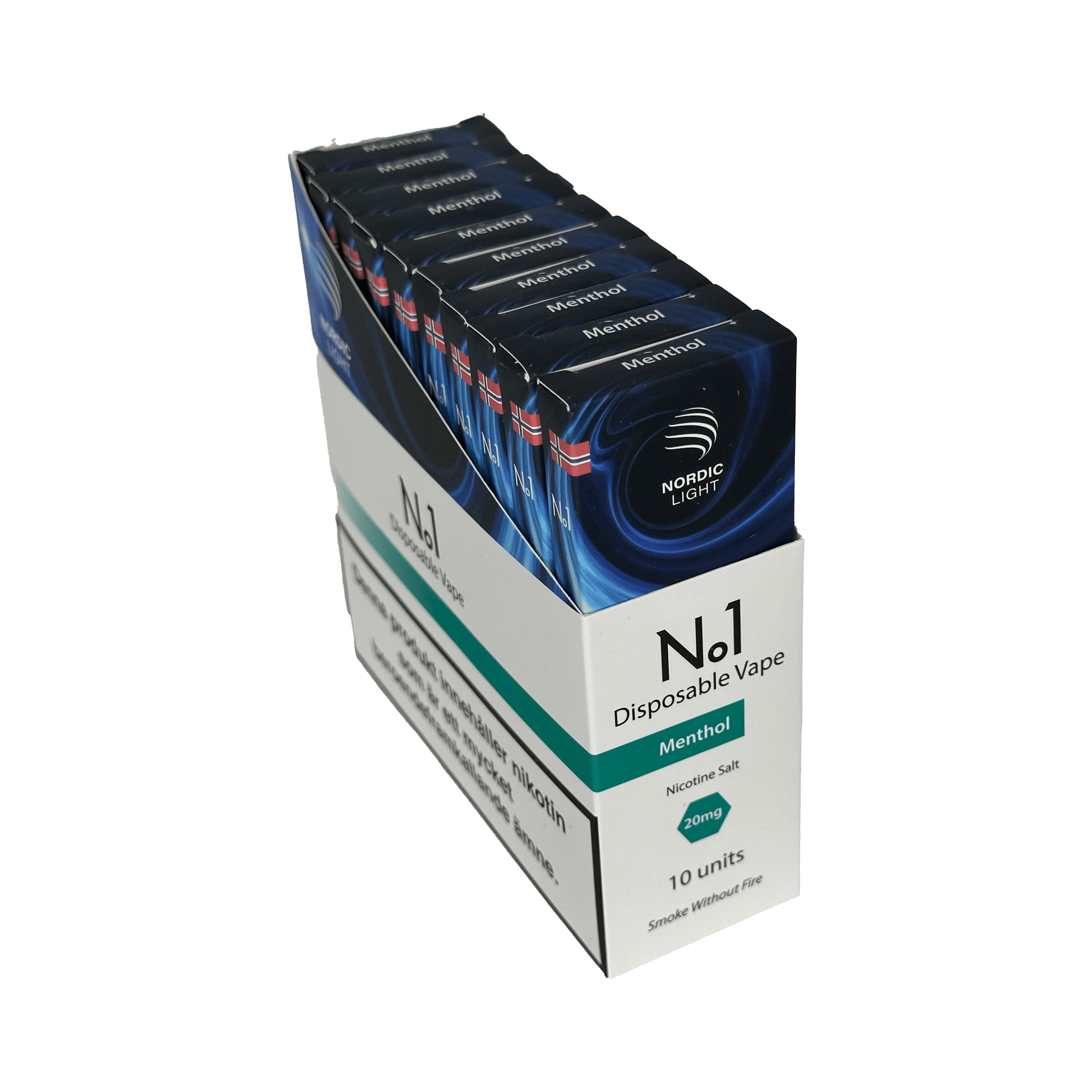 10-Pakk med No1 Menthol engangs vape / e-sigarett